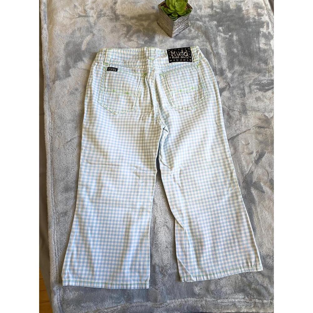 Mudd Yo! Blue and White Gingham Pattern Wide Leg Pants